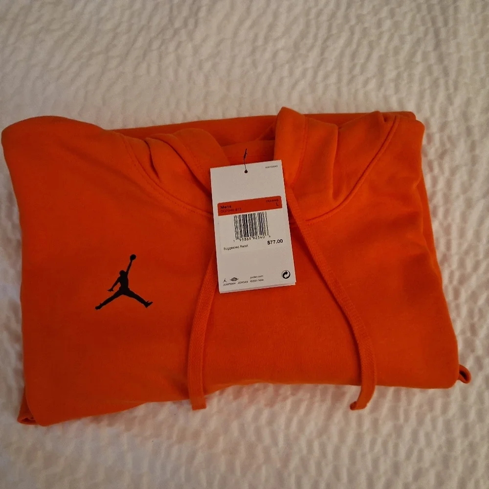 Jordan Orange Sleeveless Training Hoodie with Black Logo
